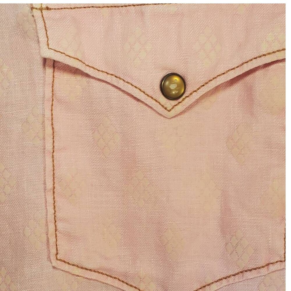 Mens Ryan Michael 100% Linen Pearl Snap Western Shirt Size L. - Picture 5 of 11